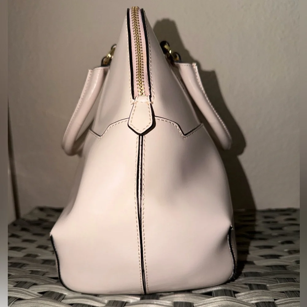 Genuine Leather White Satchel Bag with Crossbody/ Shoulder Strap- Made in Italy - Picture 8 of 16